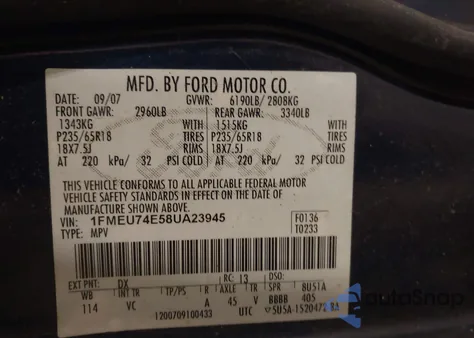 2008 Ford Explorer Eddie Bauer from USA, damaged, VIN 1FMEU74E58UA23945